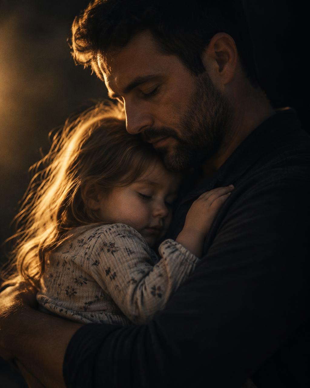 Pai abraçando a filha com carinho